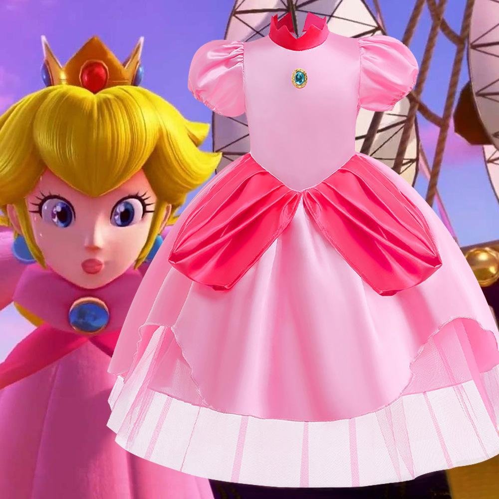 All Saints Children Peach Princess Super Mary Mario Game Dress Christmas Pink Picki Princess Dress