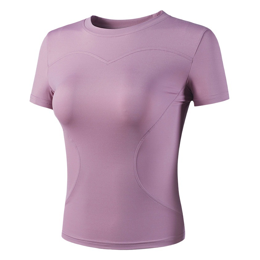 Cross-border Sports Fitness Short-sleeved Quick-drying T-shirt Women's Elastic Breathable Slimming Yoga Sports Top Summer Thin