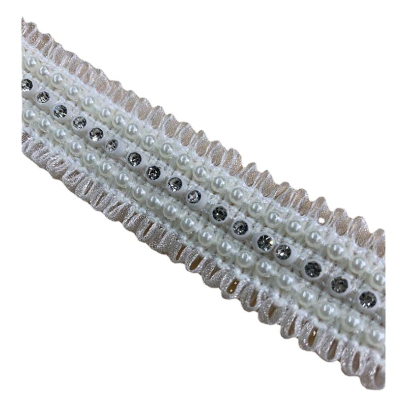 Factory in stock Material Bag Shoes Machine Embroidered Plastic Barcode DIY Clothing Auxiliary Curtain Accessories Diamond Chain Pearl Chain Lace