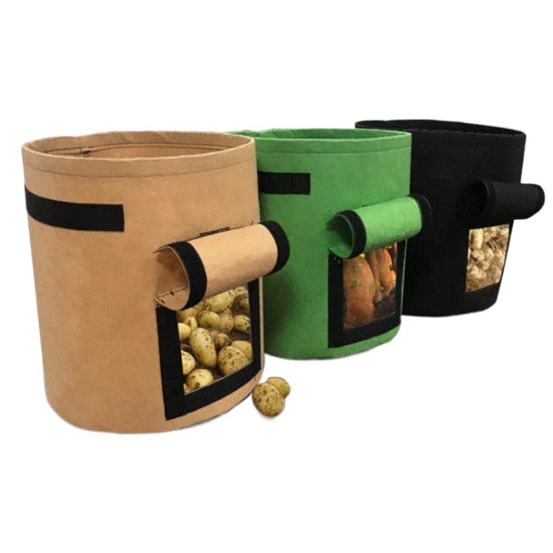 Felt non-woven cloth with door planting bag felt potato growing bag vegetable flower planting bag foldable bucket