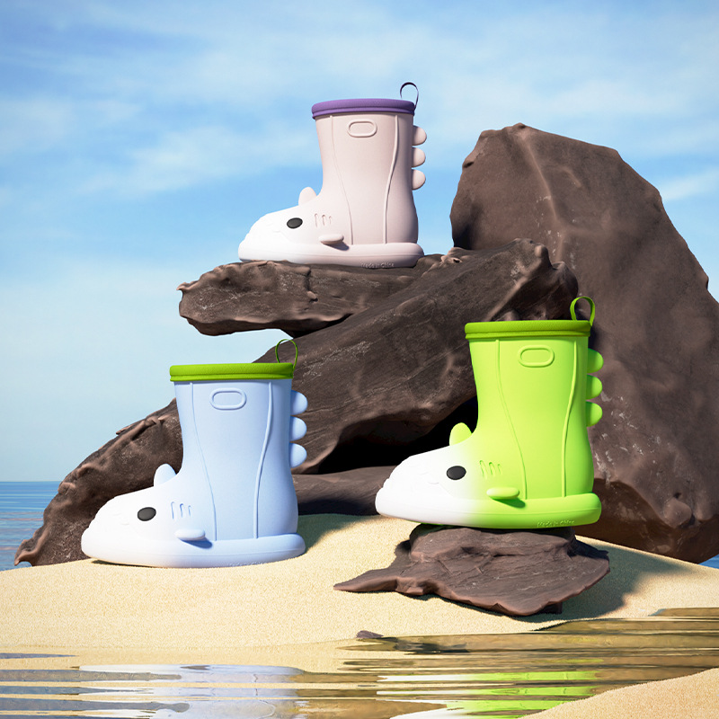 Shark rain boots Women's 2023 new outdoor thick-soled waterproof rubber shoes outdoor non-slip latex soft-soled cartoon rain boots