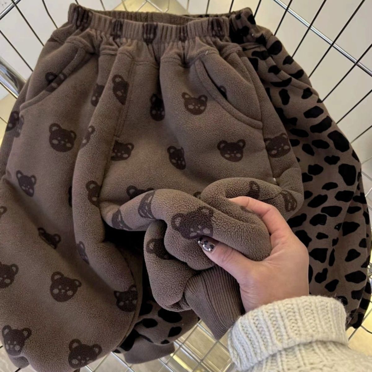 Baby's Fleece-lined Pants Ollie Fleece Autumn and Winter Boys' Thickened Sweatpants Girls' Sports Pants Children's Wear Warm Pants Fashionable