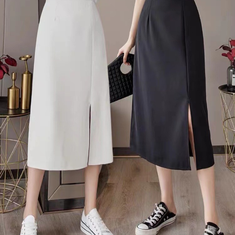 Suitable for pear-shaped figure plus size high waist long skirt suit split A- line skirt over the knee mid-length skirt for women Autumn