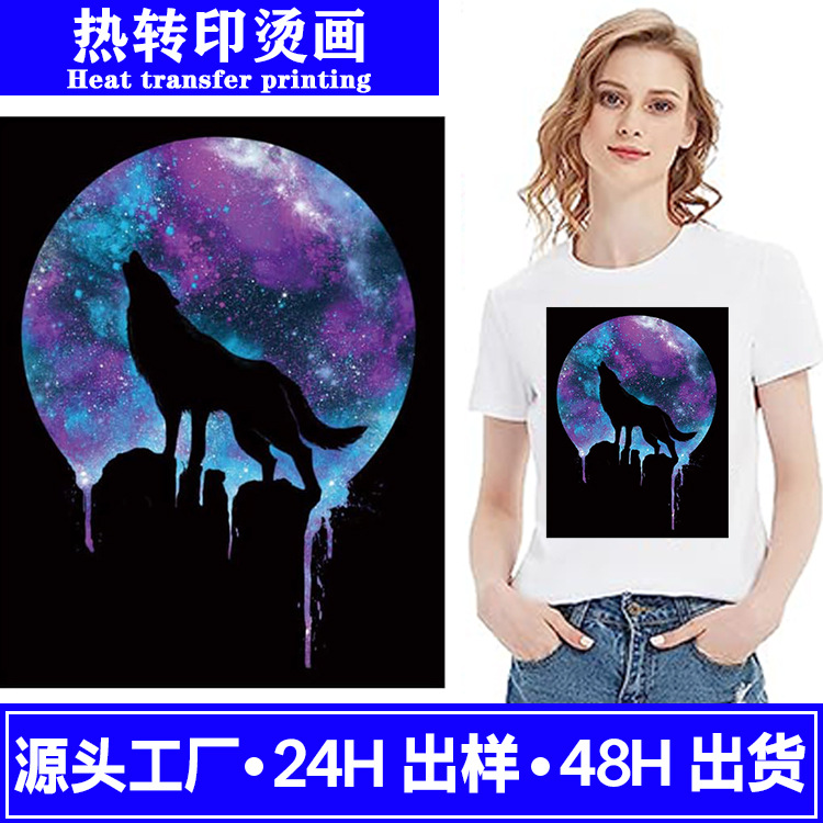 Online celebrity clothing short sleeve accessories drawing design T-shirt thermal transfer printing white ink hot stamping stickers clothes digital printing