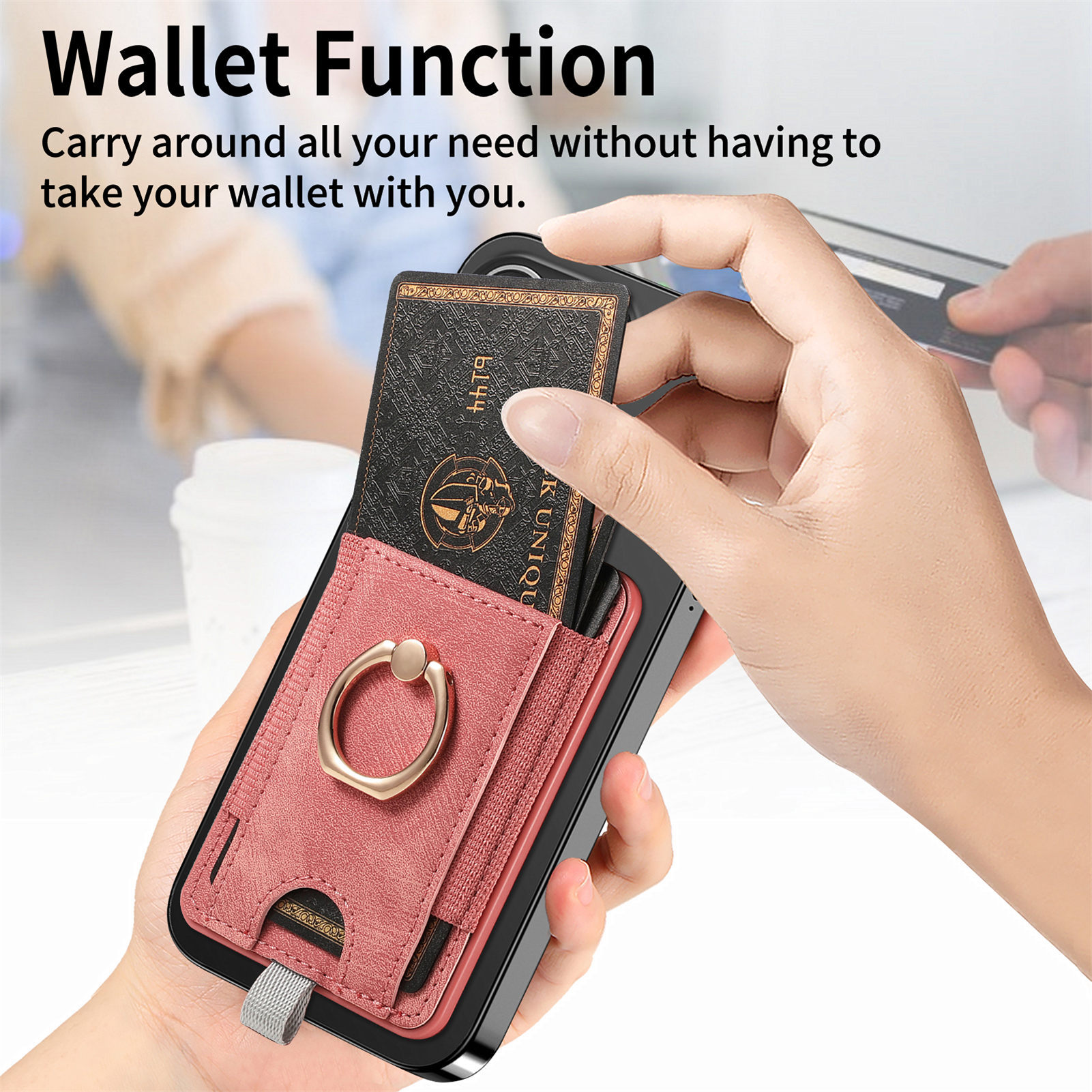 Picture of Magnetic magsafe card holder back sticker strong magnetic multi-function mobile phone card holder card holder card coin holder hardware ring