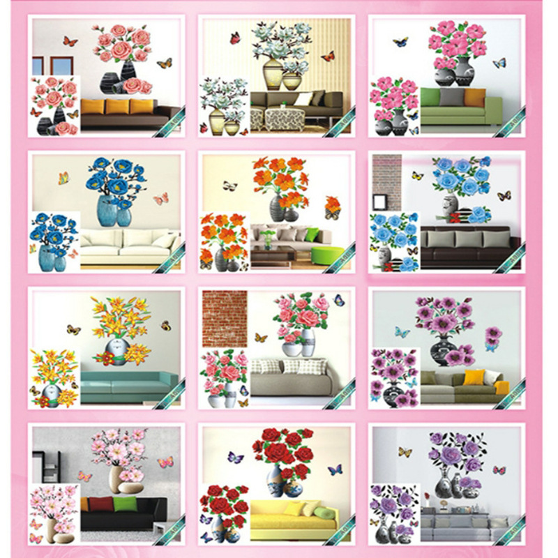 Picture of 3D Stereo Artificial Vase Bedroom Room Wall Stereo Hot Stamping Decorative Wall Stickers Amazon Export Wholesale