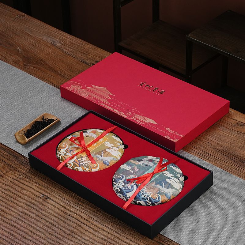 High-grade Yunnan ancient tree Pu'er tea cake packaging box double tea cake storage box 200g357g tea cake gift box empty box