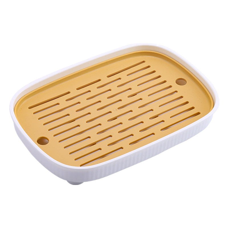 Nordic-style Double-layer Draining Tray Household Tea Set Water Cup Tray Storage Rack Plastic Solid Color Fruit Plate Fruit Basket Fruit Pot