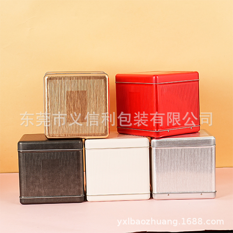 Large Tea Can Sealed Iron Can One Jin Pu 'er Dahongpao Jin Junmei Cabbage Tinplate Square Storage Can