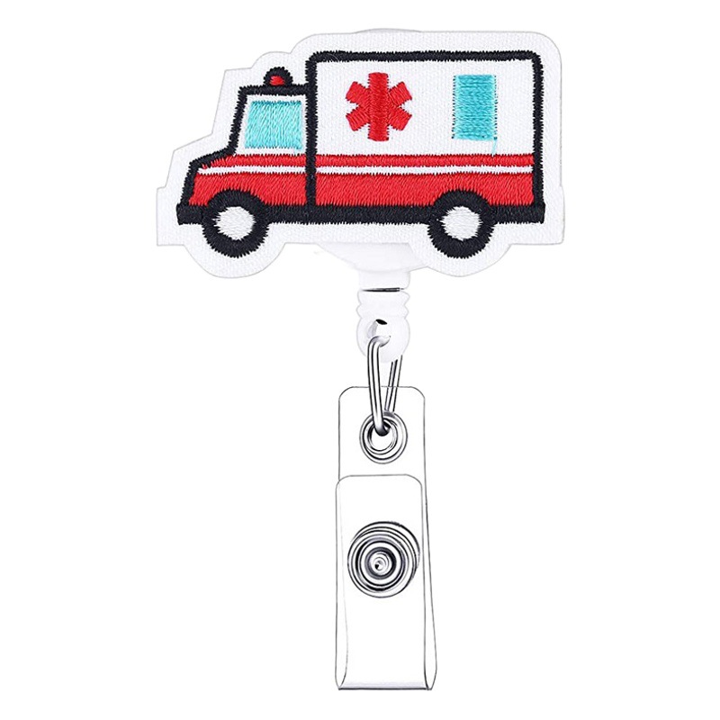 Syringe ambulance doctor nurse felt easy pull buckle telescopic badge reel rotating crocodile clip easy pull