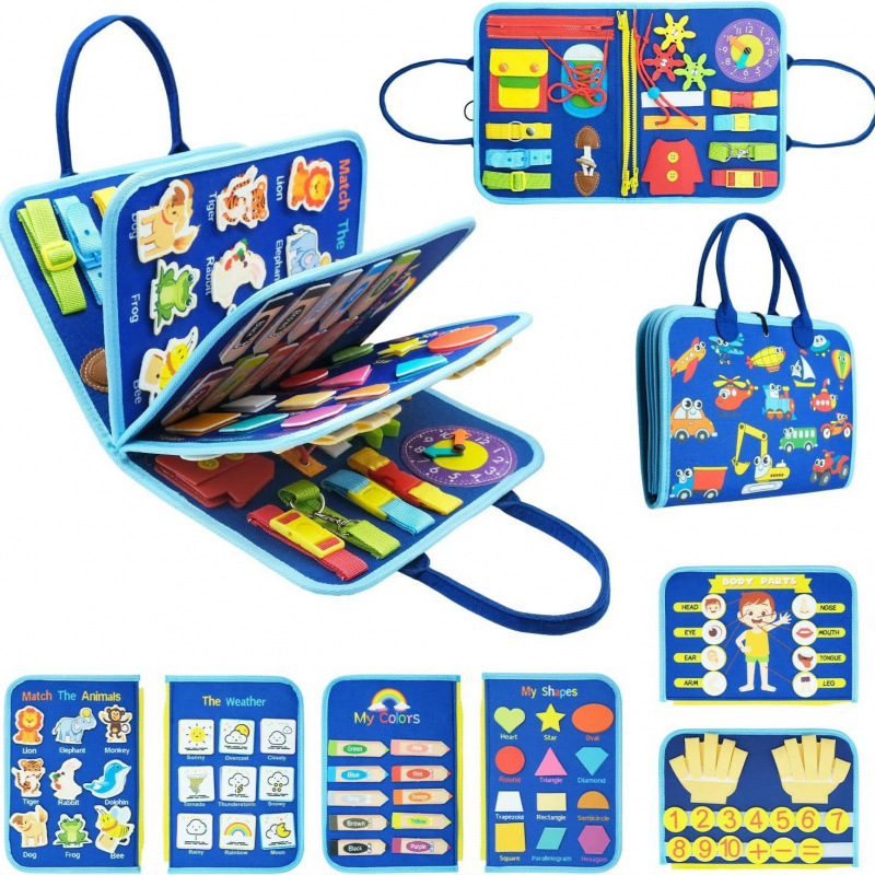 Cross-Border Amazon Felt Busy Board Early Education Board Toddler Teaching Aids Children's Toys Educational Board Felt Learning Board