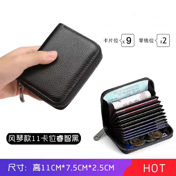 Picture of Anti-degaussing card holder men and women zipper multi-card bank ID card holder large capacity driving license small card holder wallet