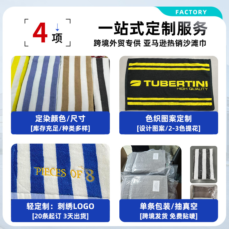 Picture of Foreign trade cotton beach towel wholesale European and American striped swimming bath towel cotton yarn-dyed 75*152 Amazon beach towel