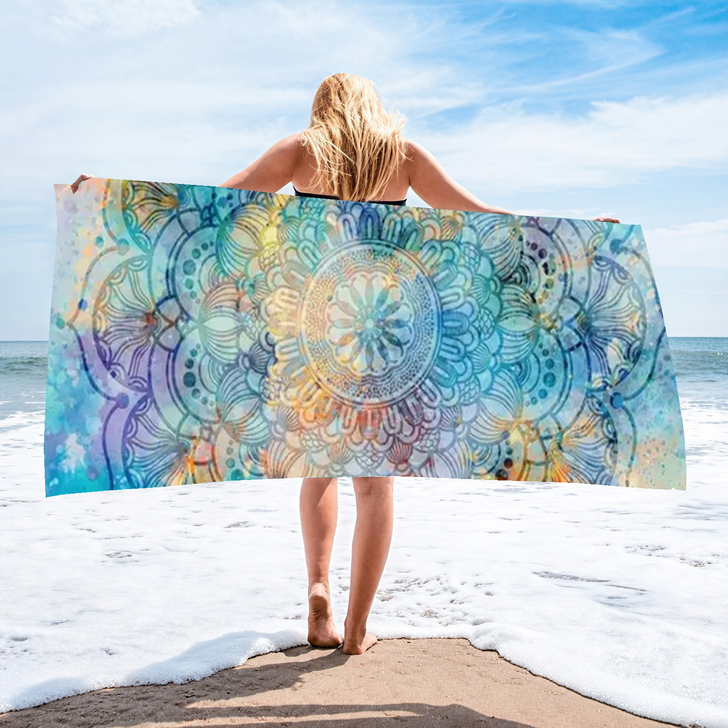 Picture of Cross-border microfiber double-sided velvet beach towel custom LOGO digital printing large bath towel rectangular thick towel