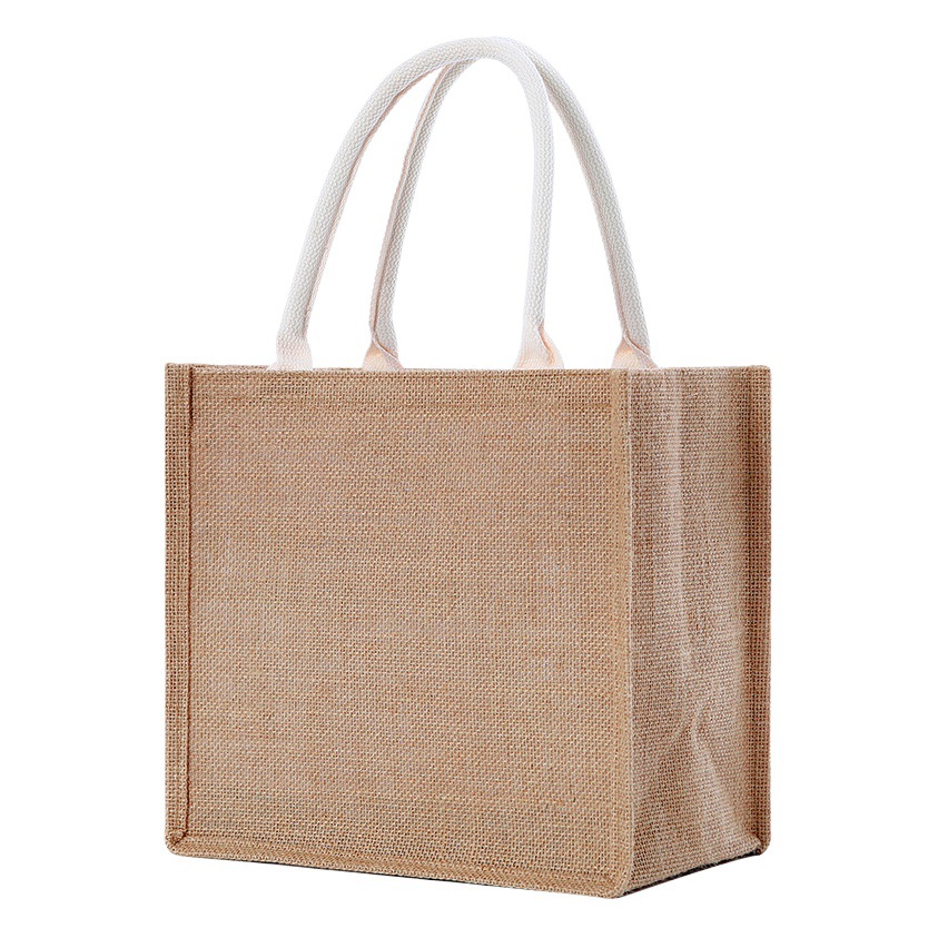 Spot linen bag shopping mall with artistic jute handbag good shopping linen bag can be printed DIY