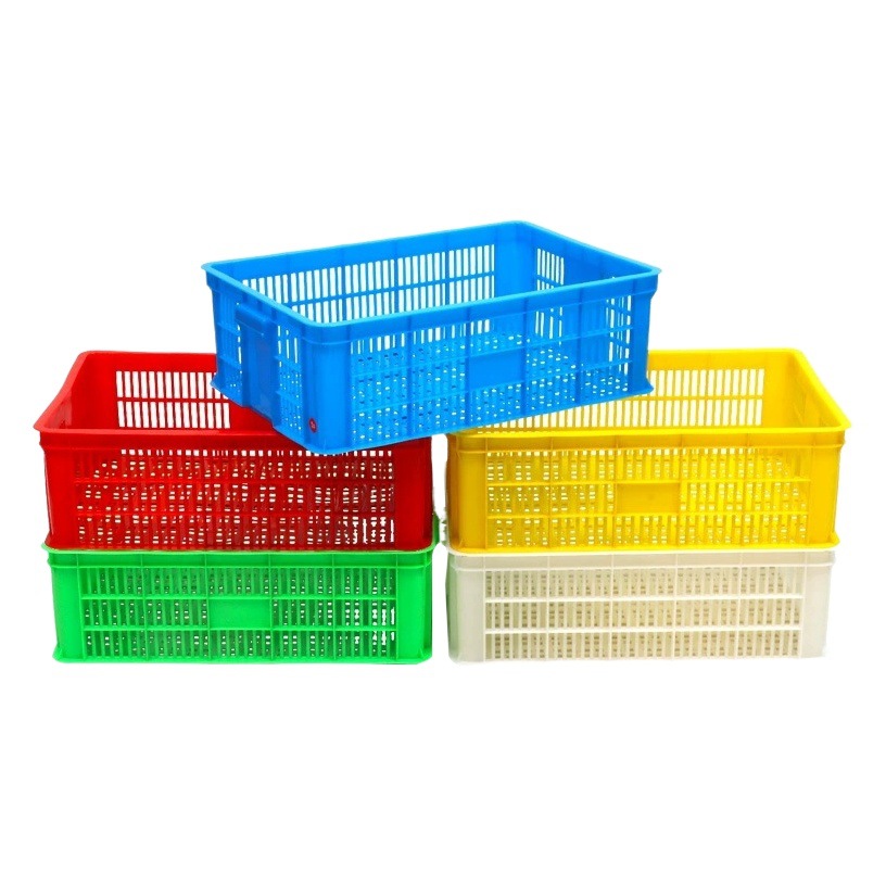 Seafood Aquaculture plastic plastic basket warehouse basket storage basket 610*420*200 freight transit box with mesh
