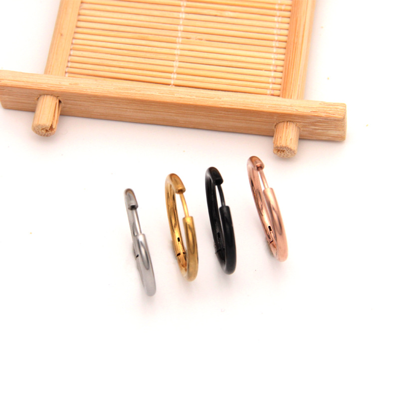 Picture of Cross-Border Titanium Steel Stainless Steel Earrings 1.6 Round Wire Earrings Ear Buckles Amazon Earrings Earrings Manufacturer Spot Wholesale