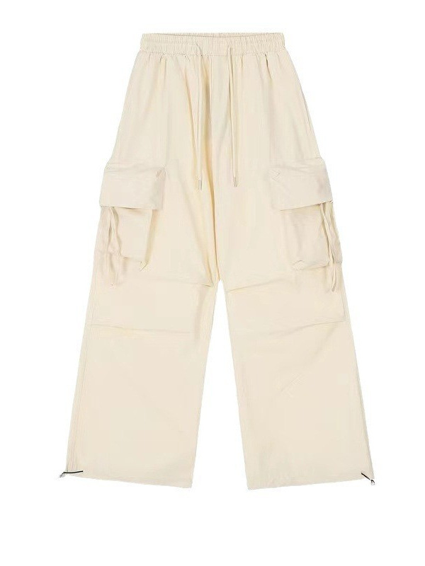 Picture of American Retro Quick-Drying Overalls for Women in Summer High-Waisted Straight Wide-Leg Ribbon Loose Casual Floor-Length Trousers Trend