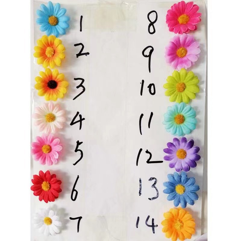 Picture of Simulated 4cm Small Chrysanthemum DIY Sun Flower Head Small Daisy Arch Road Leading Flower Arrangement Flower Garland Head Jewelry Wholesale