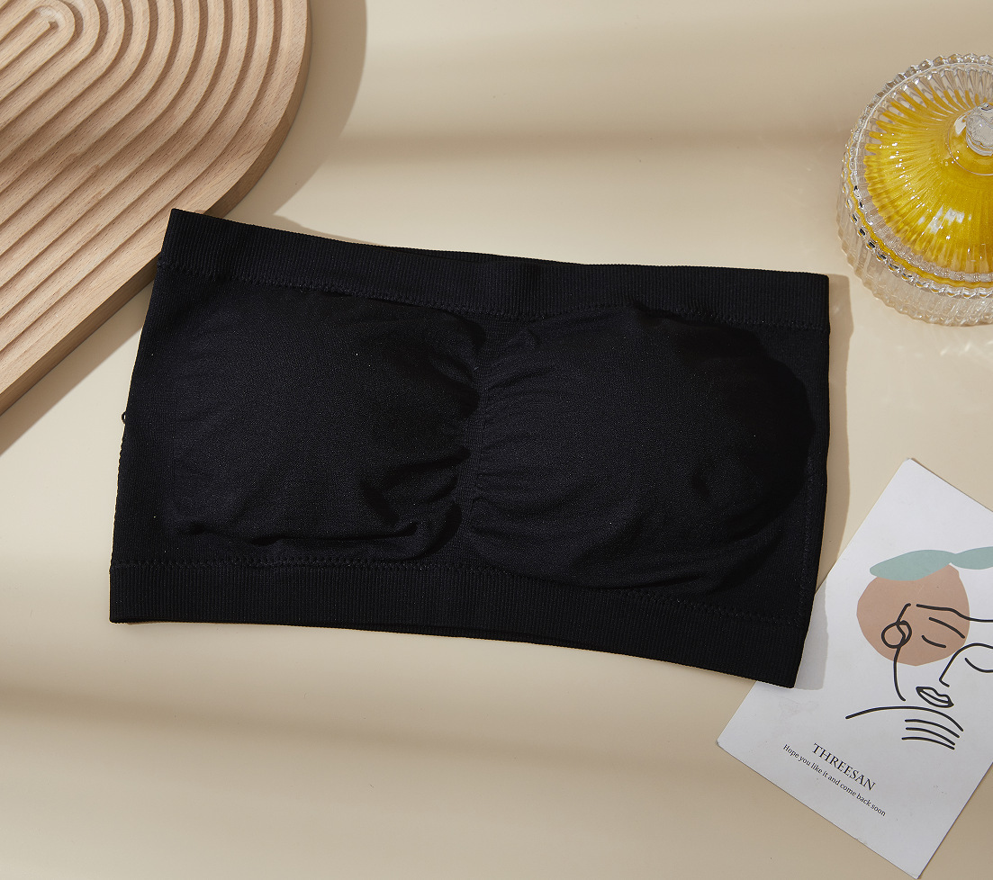 Picture of Strapless Beautiful Back Wrapped Chest Tube Top Intimates for Women Invisible Anti-Exposure Girl Inner Wear Bra with Padded Vest Large Size