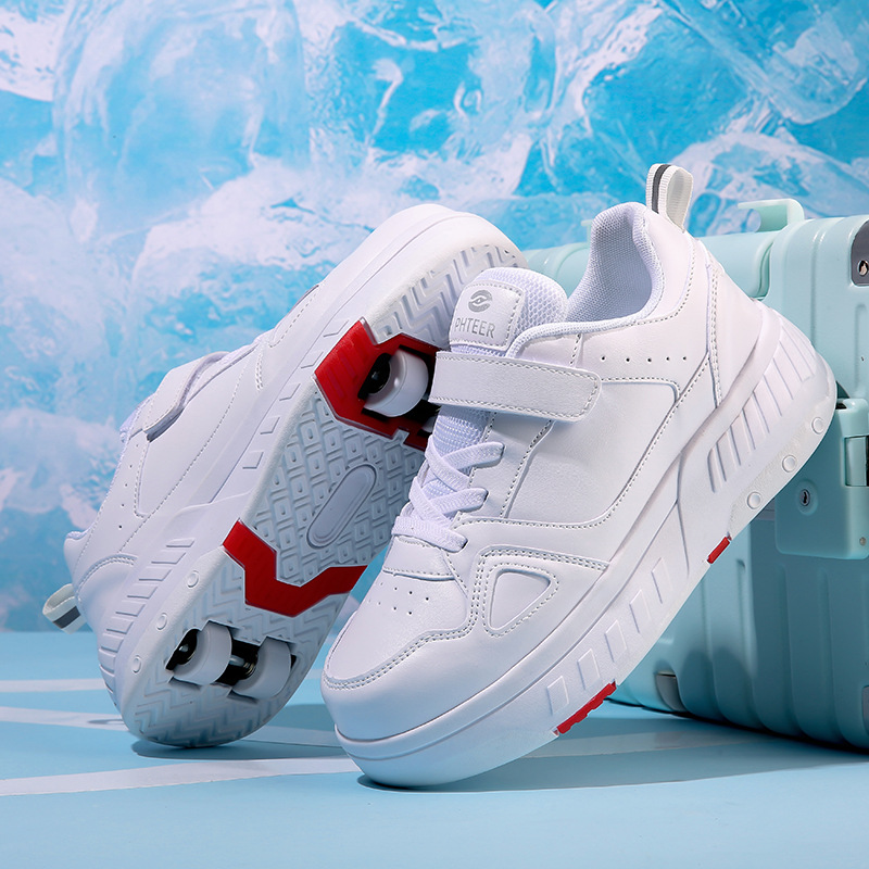 Picture of Pulley Heol Shoes Skate Shoes Four-wheel Deformation Shoes Children Adult Roller Skate Shoes Wheel Shoes Double Rai Wheel New