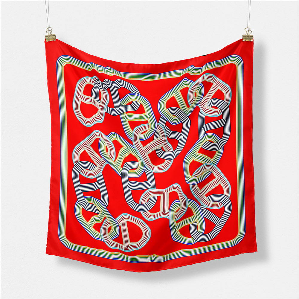 Picture of New 53cm Fashion Small Square Scarf Taiwan Version Printed Twill Satin Machine Fine Rolled Edge Women's Scarf Headscarf Wholesale