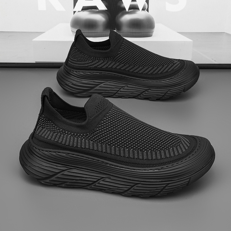 European New Light Luxury Spring New Casual Sports Thick-soled Flying Woven Men's Shoes All-match Simple Slip-on Sock Shoes