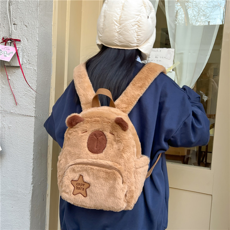 Picture of 2024 New capabala plush capybara backpack cute personality furry bag plush doll cartoon bag