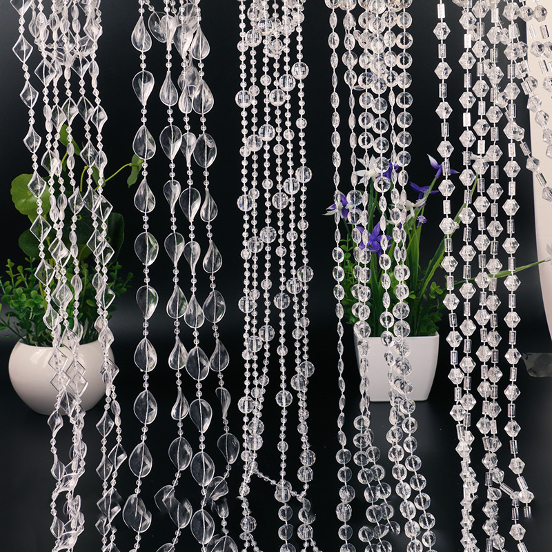 Picture of Acrylic Imitation Crystal Bead Curtain Living Room Decorative Transparent Line Curtain Bead Chain Ceiling Window Curtain Wedding Decoration