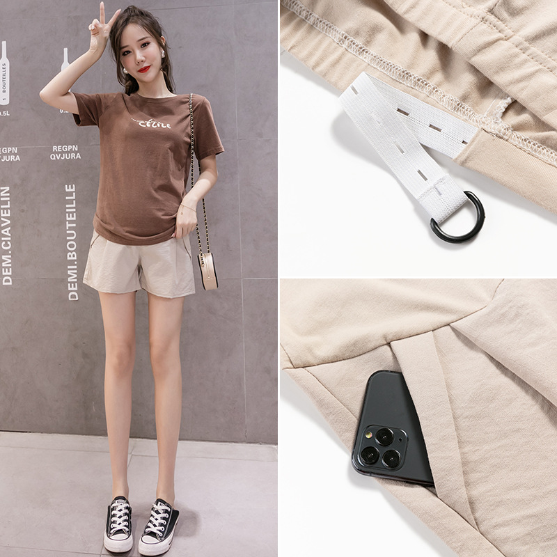 Picture of Pregnant Women's Pants Summer Wide-leg Pants Hemp Material Belly-supporting Shorts Outer Wear Casual Pants Small Home Pregnant Women Leggings