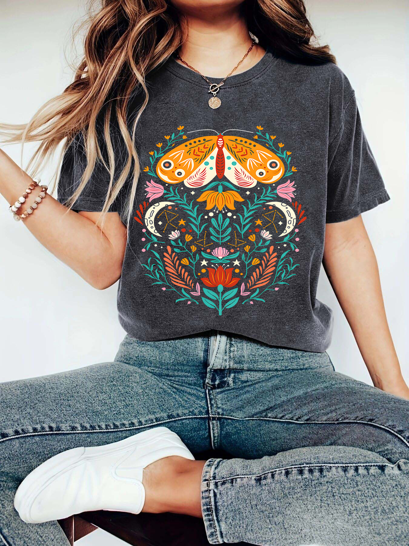 Amazon European and American Summer Women's Butterfly Pattern Printing Round Neck Short Sleeve Casual Fashion Foreign Trade Explosions T-shirt