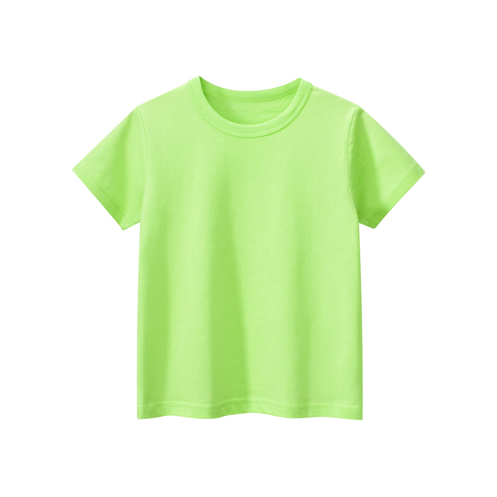 Picture of 27Kids Kidsren's Clothing Summer 2025 Kidsren's Short-Sleeved T-Shirt Advertising Shirt Korean Style Pure Color Unpatterned Kidsren's Clothing