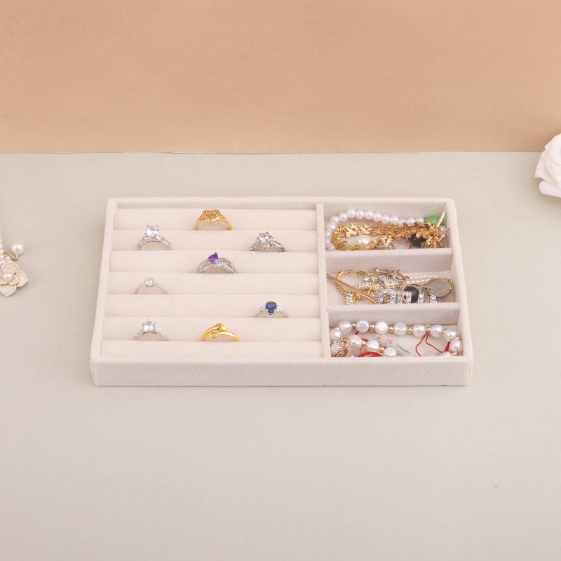 Picture of Cross-border in stock Flannel Jewelry Plate small size Beige Drawer Storage Jewelry Plate Home Display Storage Box