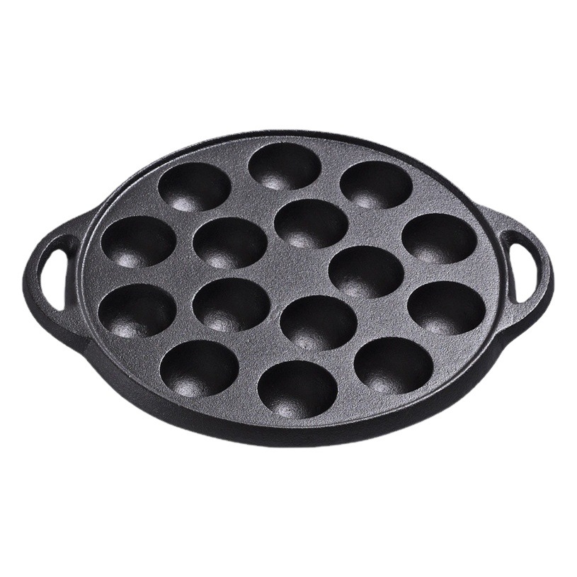 Cast Iron Uncoated Meatball Baking Pot Octopus Meatball Pot 15 Holes Uncoated Non-stick Barbecue