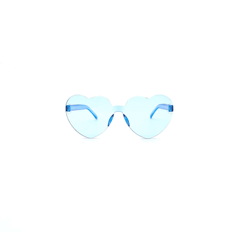 Picture of New love sunglasses jelly color frameless heart-shaped conjoined glasses dazzling color heart sunglasses