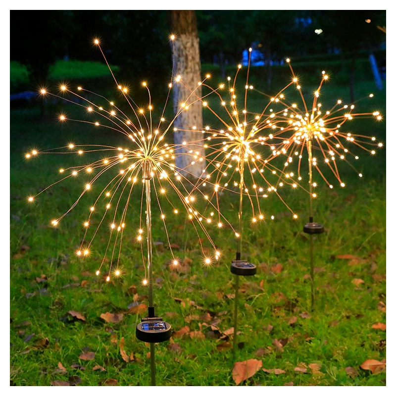 Led solar floor firework lamp outdoor waterproof gypsophila dandelion lawn courtyard decoration atmosphere light string