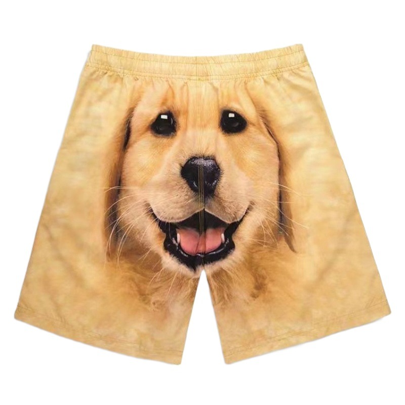 Funny funny golden retriever shorts couple casual walking home pajama pants cute cartoon beach pants quick-drying sports pants
