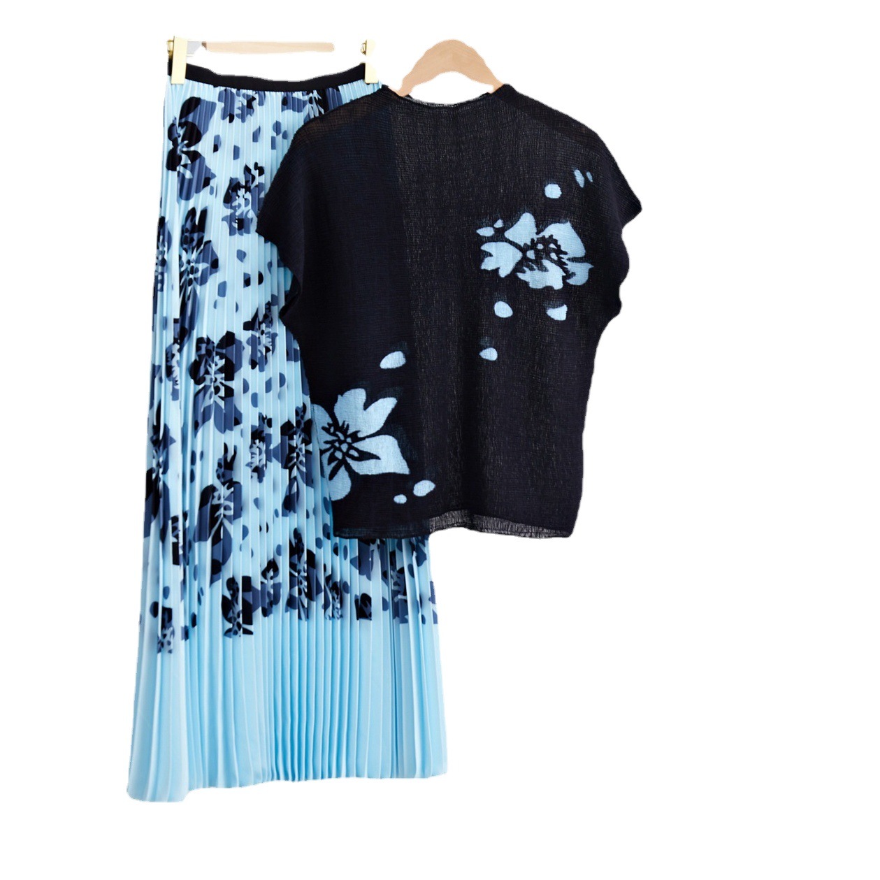 Miyake Suit Skirt 2024 New High-end Design Sense Western-style Printed Top Skirt Two-piece Women's Pleated Skirt