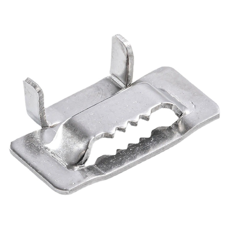 Manufacturer Wholesale 304 Stainless Steel L-Shaped Buckle Screw All-Purpose Clamp Steel Strap Tie Sawtooth Packing Buckle
