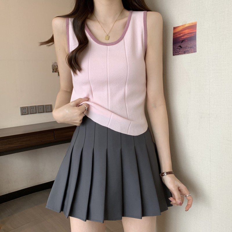 Picture of Women's Fat 2024 Summer New Knitted Camisole for Outerwear Pure Desire Short Style Sleeveless Top