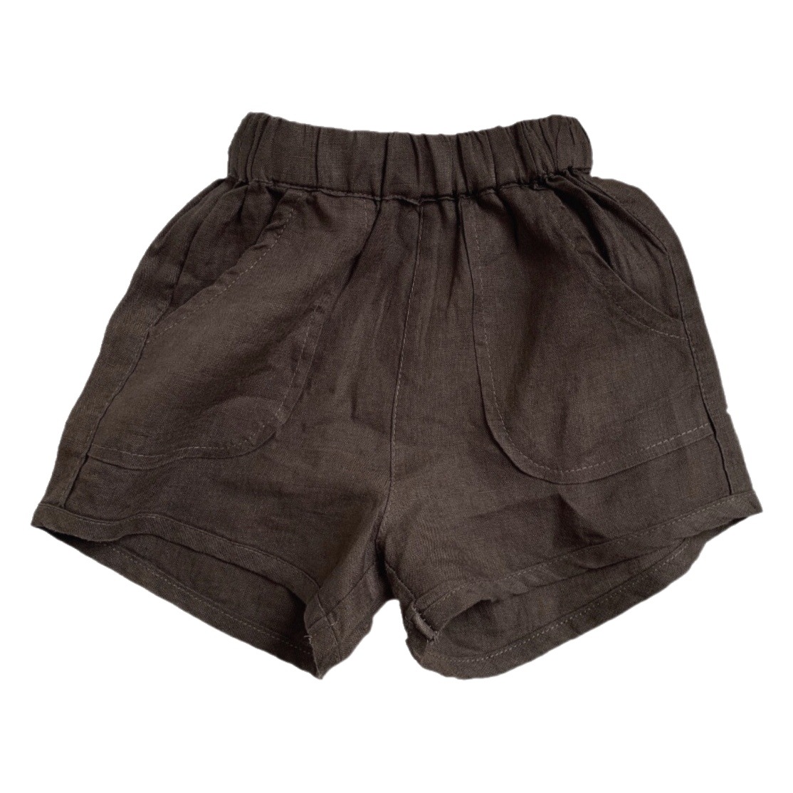 GL-kids Korean Style Summer New Children's Linen Large Pocket Casual Shorts for Men and Women Cool and Breathable
