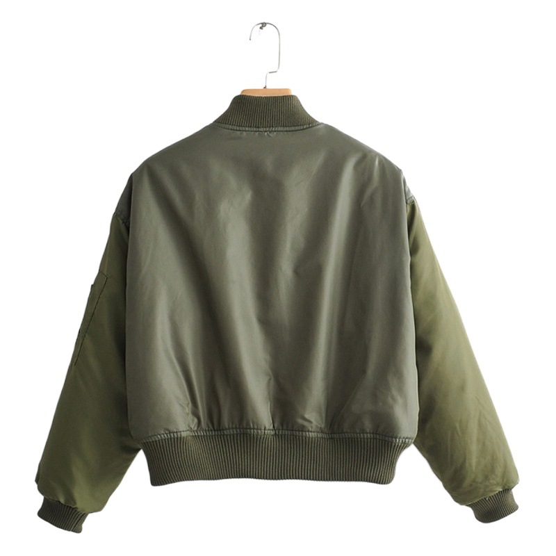 2021 Autumn New Amazon European and American Clothing Wholesale Military Green Flight Jacket Style Short Cotton Jacket
