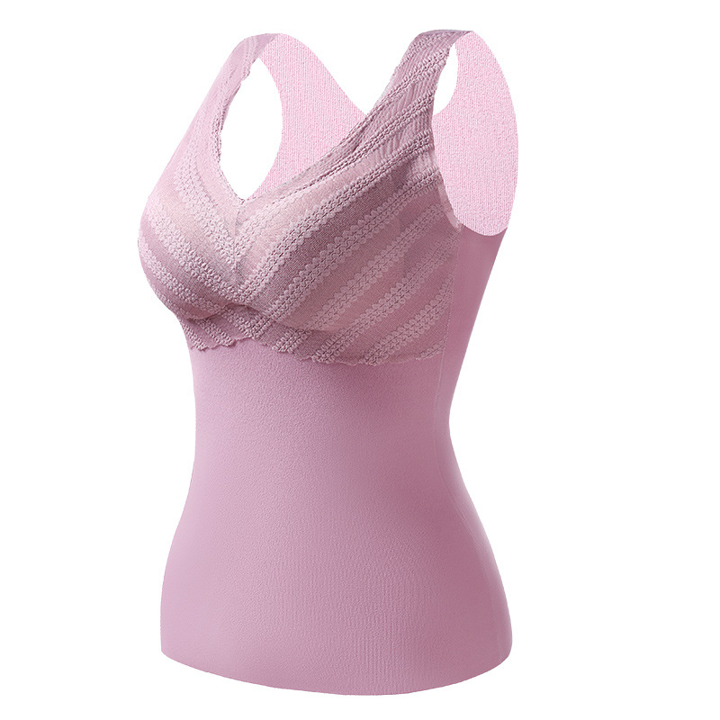 Picture of Seamless thermal underwear women's vest with chest pad fleece-lined thickened bodybuilding tight bottoming autumn and winter factory wholesale