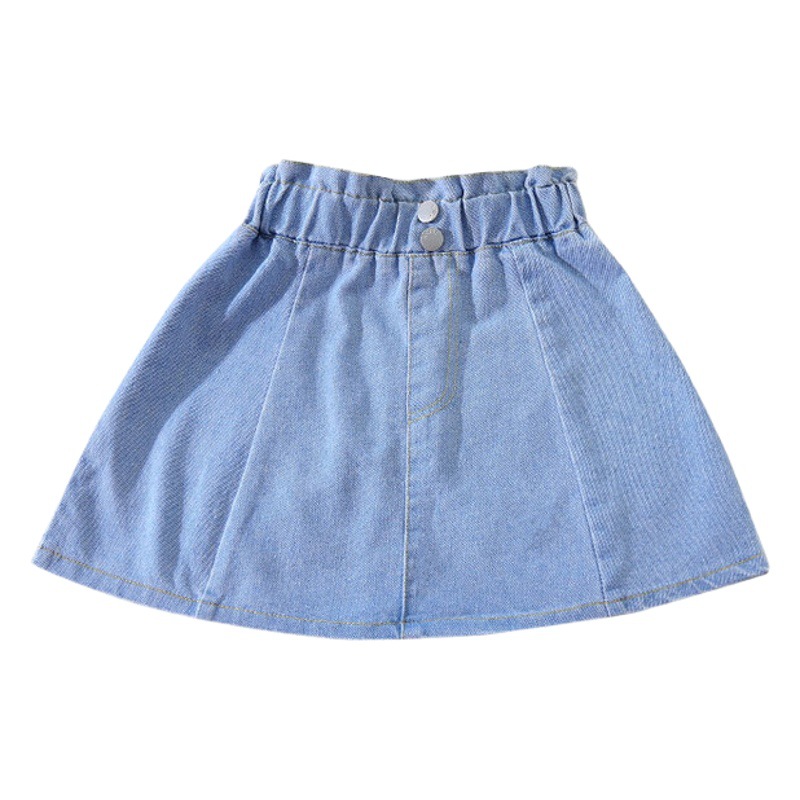 Girls' Bud Waist Denim Short Skirt Kidsren's Clothing Summer Versatile Outer Wear for Middle-Aged and Older Kidsren Korean Style Trendy and Sweet