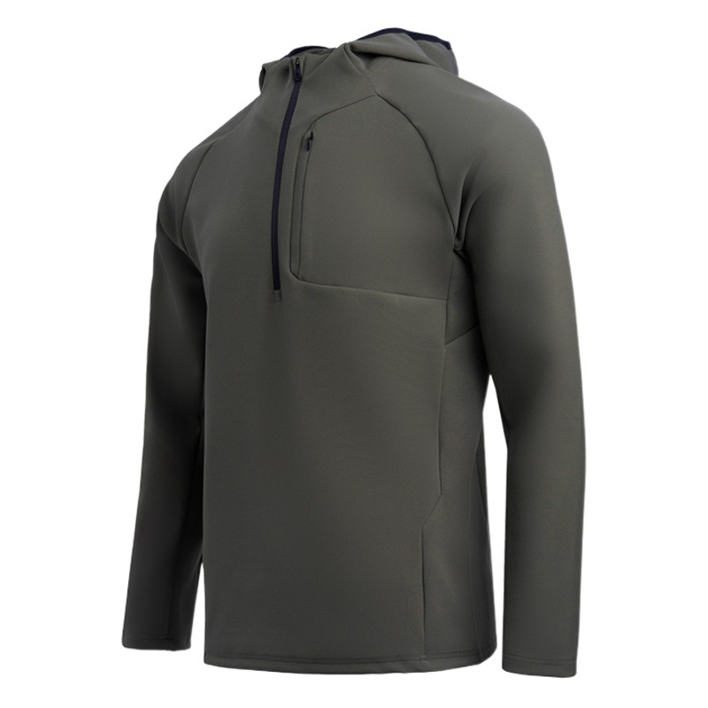 Dijiaguang version long-sleeved hooded sweater autumn and winter outdoor running quick-drying clothes men's sports T-shirt half zipper workout clothes