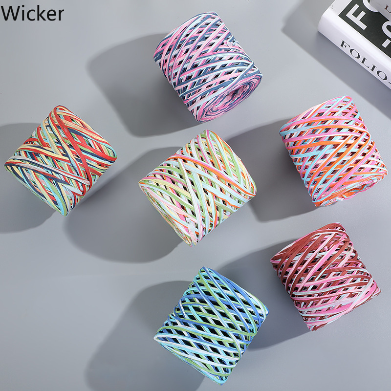 Fancy Colorful Segment Dyed Papyrus Rope Raffia Packing Cord Handmade Creative Weaving Materials Wholesale