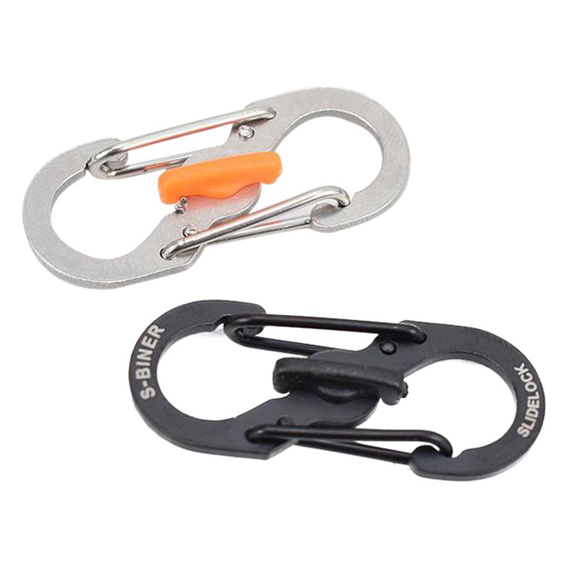 Picture of Fox Small size stainless steel 8-word buckle with lock anti-theft S buckle key chain travel bag buckle