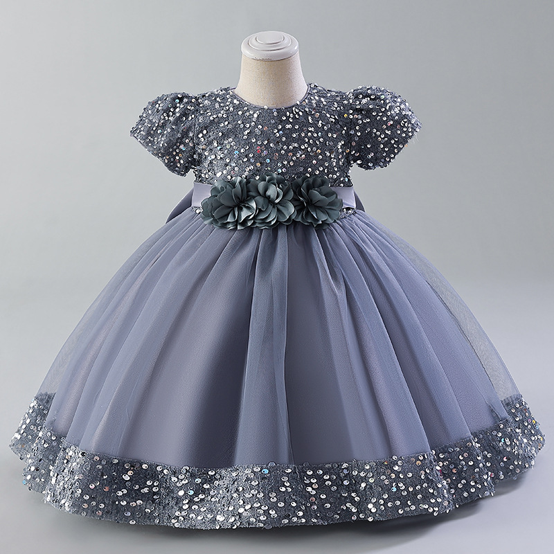 Picture of One-year-old dress baby girl children's dress Princess dress flower girl wedding dress puffy skirt Europe and the United States foreign trade wholesale cake skirt