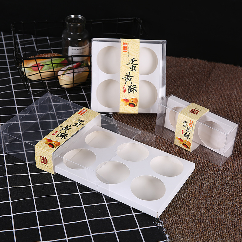 Wholesale Transparent Egg Yolk Pastry Packaging Box for 2, 4, or 6 Pieces Gift Box, Suitable for Snow Mochi and Baking, Multi-Purpose