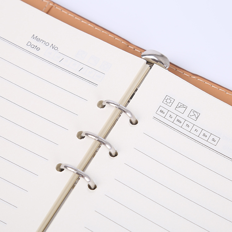 Picture of Business Loose-Leaf Notebook with Color-Changing Leather Cover, Pen-Insertion Style Office Notebook, Portable Office Notebook with Logo